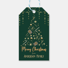 Guld Julafton Träd Emerald Grönt God jul Presentetikett