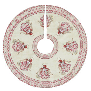 Guld julängel av Sång Red Filigree Julgransmatta Borstad Polyester