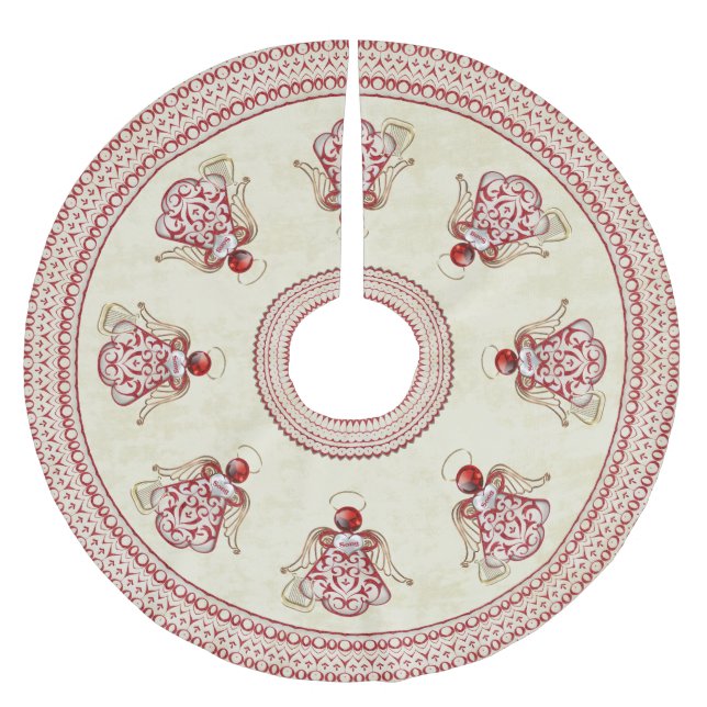 Guld julängel av Sång Red Filigree Julgransmatta Borstad Polyester (Framsidan)