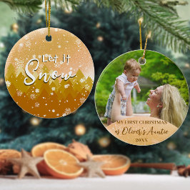 Guld-julen Låt det snöa New Moster Photo Julgransprydnad Keramik