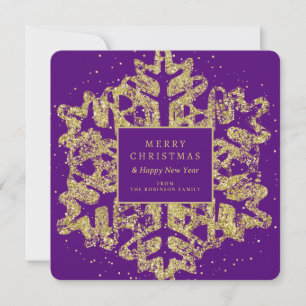 Guld julens Glitter Snowflake-Lila Julkort
