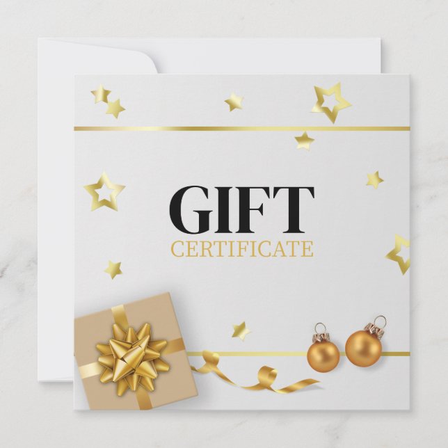 Guld-julet Boll Stars Ribbon Luxury Gift Card (Framsida)