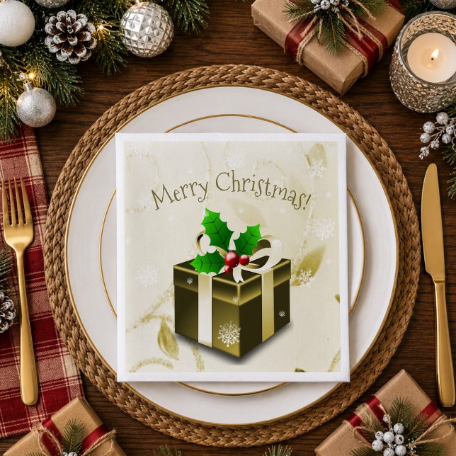 Guld julgåva Pappersservett (Gold Christmas Gift Paper Napkins)
