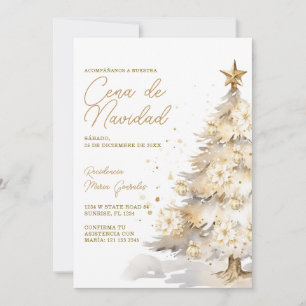 Guld julgran Cena De Navidad middag julfest Inbjudningar