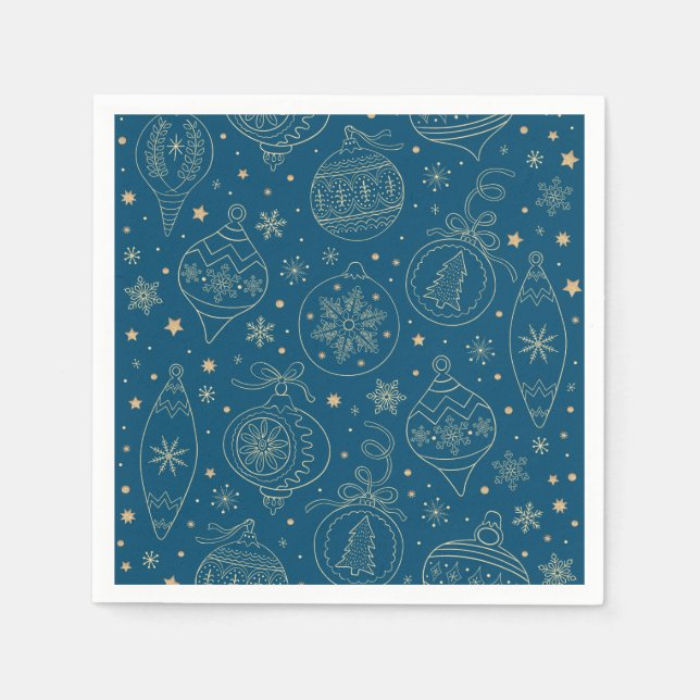 Guld Julgran Dekoration Mönster Pappersservett (Framsidan)