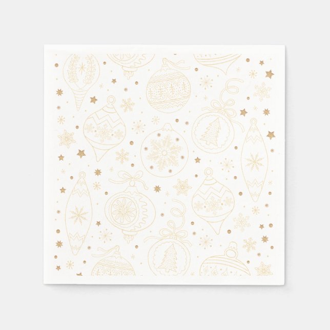 Guld Julgran Dekoration Mönster Pappersservett (Framsidan)