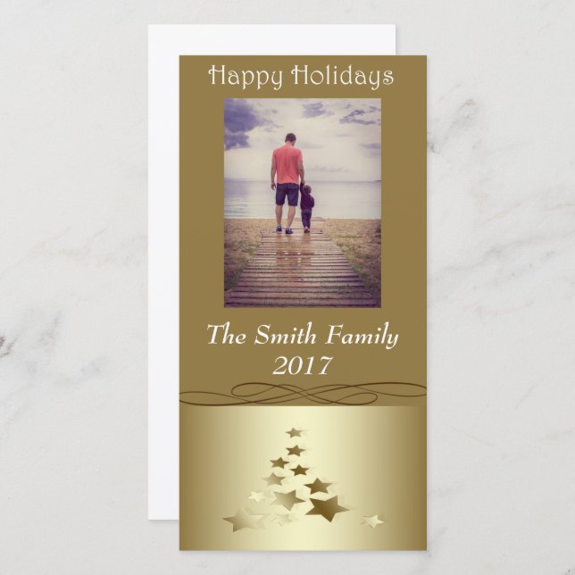 Guld Julgran Glad helg Julkort (Fram/baksida)