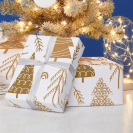 Guld Julgran Helgdag Mönster Presentpapper