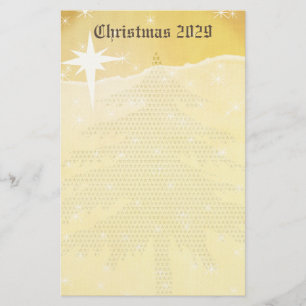 Guld Julgran med Stars Stationery Brevpapper