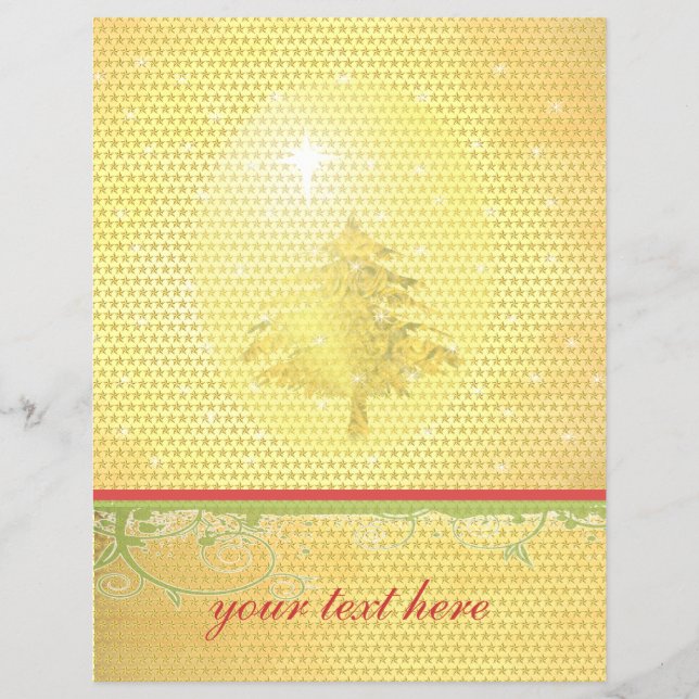 Guld Julgran med stjärnor Reklamblad (Framsidan)