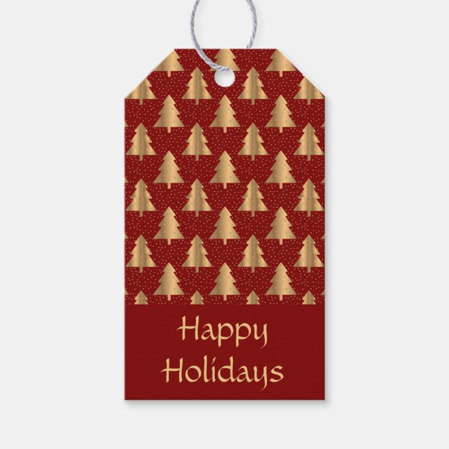 Guld Julgran Mönster vid Röda havet Presentetikett (Framsidan)