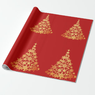 Guld Julgran Mörk Red Wrapping Papper Presentpapper