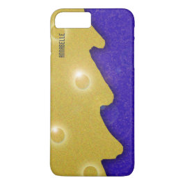 Guld- julgran på blått med namn