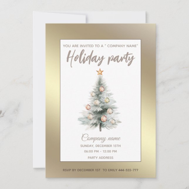 Guld, Julgran, party Inbjudningar (Framsida)