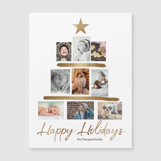 Guld Julgran Photo Collage Glad helg (Framsida)