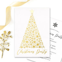 Guld Julgran snöflingor party inbjudan