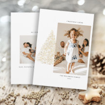 Guld julgran Två Foto 2022 Holiday Card