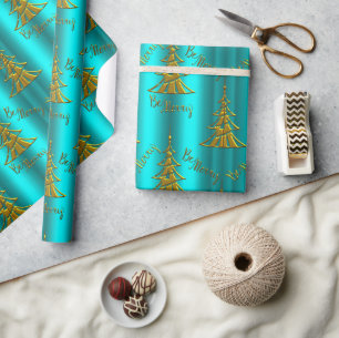 Guld Julgranar ska vara god jul i Aqua Presentpapper