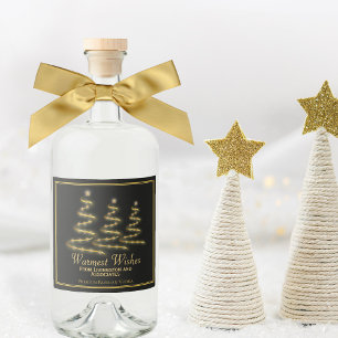 Guld Julgranar varmaste Önskemål Helgdag Spritflaskor Etikett
