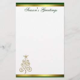 Guld- julgranhelgdagbrevpapper brevpapper