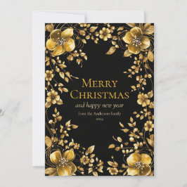Guld julklapp för blommor inbjudningar