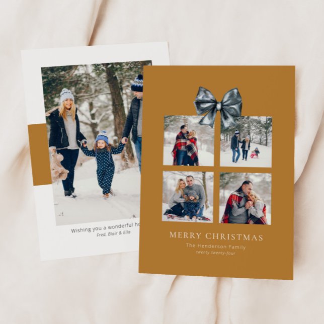 Guld-julklapp - kollage med Ribbon Bow Julkort (Skapare uppladdad)