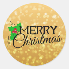 Guld julklapp runt klistermärke