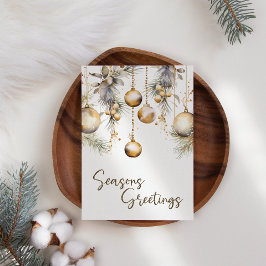 Guld-julkort för prydnadsföremål, vitt Holly-affär