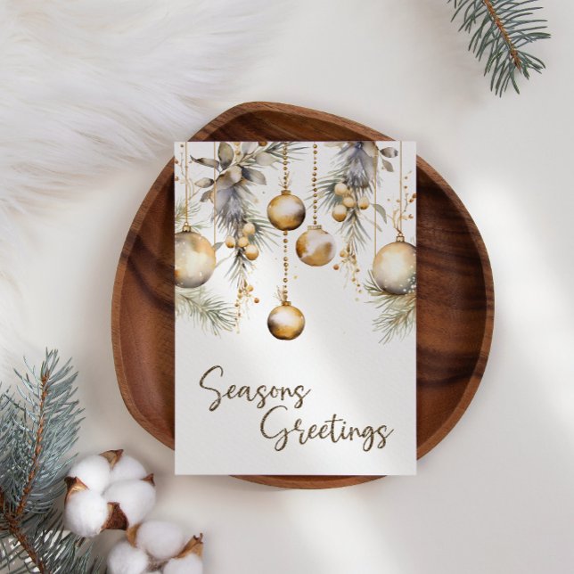 Guld-julkort för prydnadsföremål, vitt Holly-affär (Skapare uppladdad)