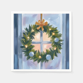 Guld Julkrans Vattenfärg Julmålning Pappersservett