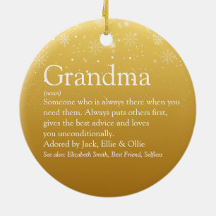 Guld-jullmormor  julgransprydnad keramik