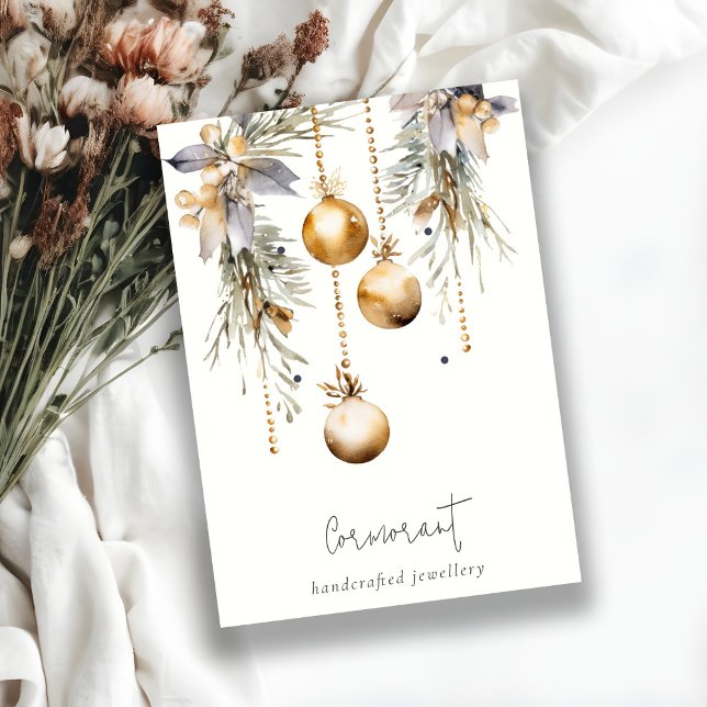 Guld julprydnad 2 Öroning Stud Holder Visitkort (Skapare uppladdad)