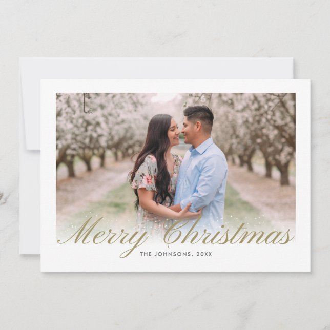 Guld julskript Kalligraphy Mint Collage Julkort (Framsida)