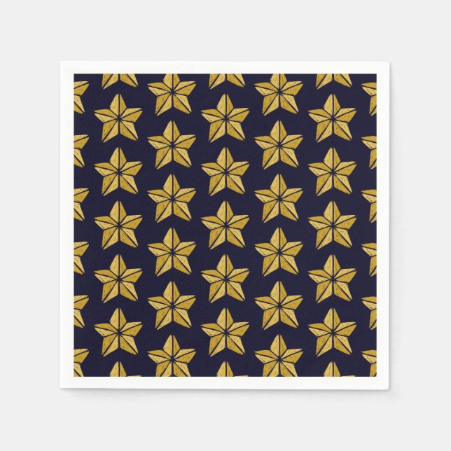 Guld julstjärna Mönster Napkins Pappersservett (Framsidan)