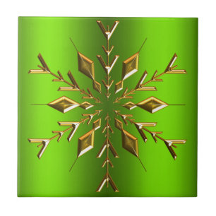 Guld julstjärna på Grönt Kakelplatta