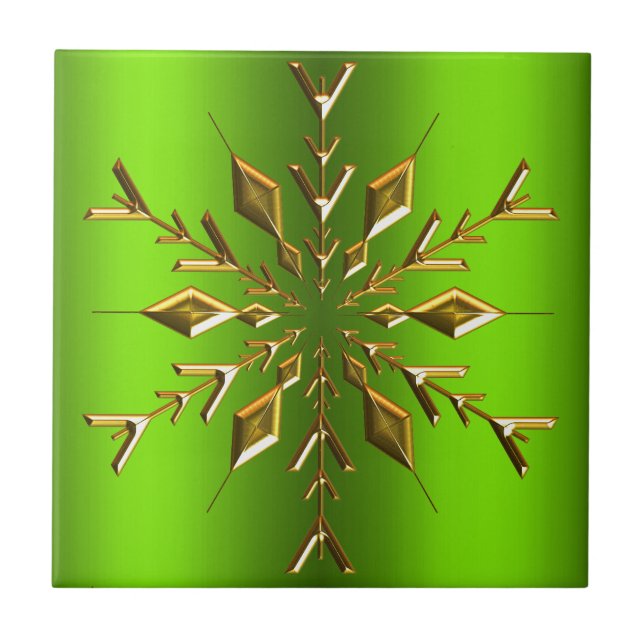 Guld julstjärna på Grönt Kakelplatta (Framsidan)