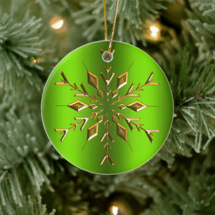 Guld julstjärna Snowflake-Grönten Jul Julgransprydnad Keramik