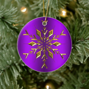Guld julstjärna Snowflake Lila jul Julgransprydnad Keramik