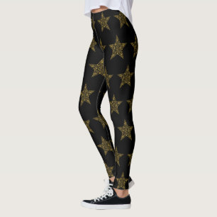 Guld julstjärniga baljväxter leggings