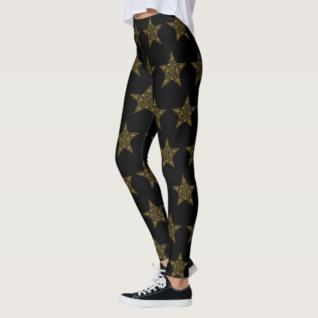Guld julstjärniga baljväxter leggings (Vänster)