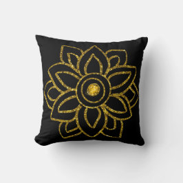 Guld jultomten Poinsettia på Black Kudde