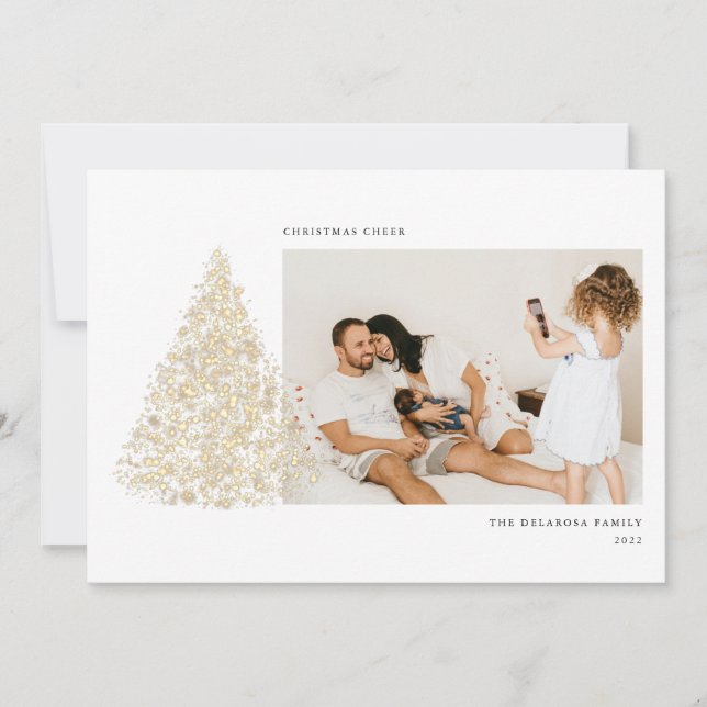 Guld Jultur Cheer Träd 2 Photo Julkort (Framsida)