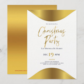 Guld, jultypografi, middag party inbjudan