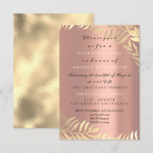 Guld Jungle Ros Rosa Guld Elegant Bröllop Födelsed Inbjudningar