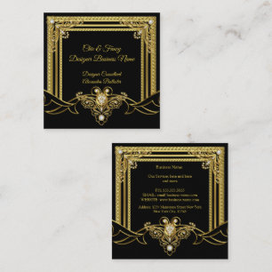 Guld Juvel Svart Elegant Designer Fyrkantigt Visitkort