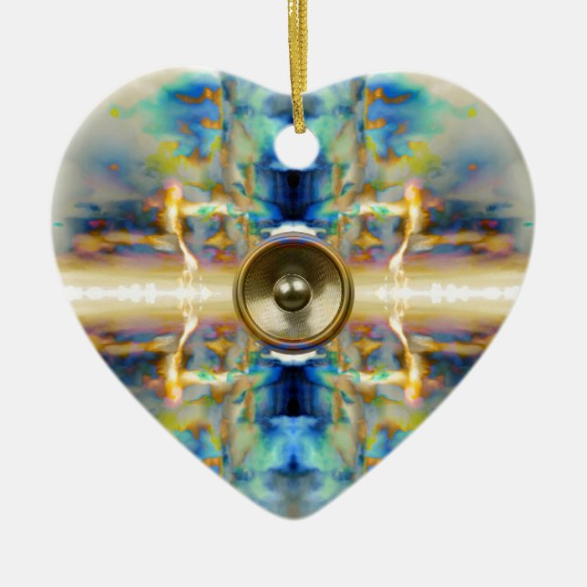 Guld kaleidoscope-musikhögtalare julgransprydnad keramik (Framsidan)