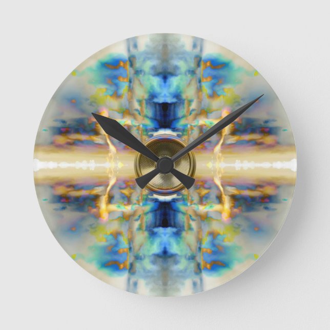 Guld kaleidoscope-musikhögtalare rund klocka (Framsida)