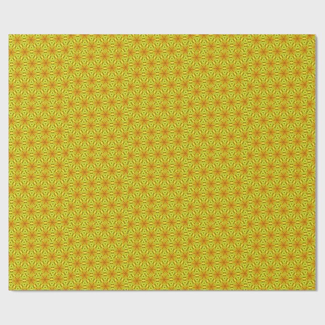 Guld Kalejdoskop Fraktalmönster Presentpapper (Platt)