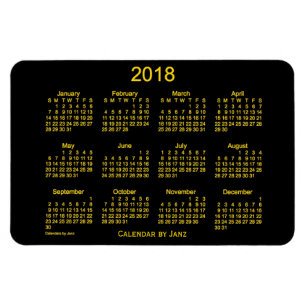 Guld- kalender 2018 för neon vid den Janz 4x6 Magnet