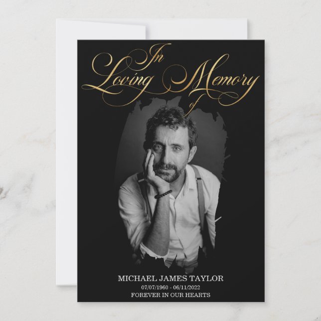 Guld-kallgrafifoto i överljudsminnen inbjudningar (Framsida)